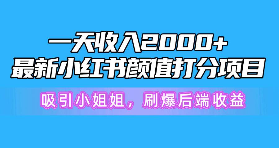 一天收入2000+，最新小红书颜值打分项目，吸引小姐姐，刷爆后端收益-展望网