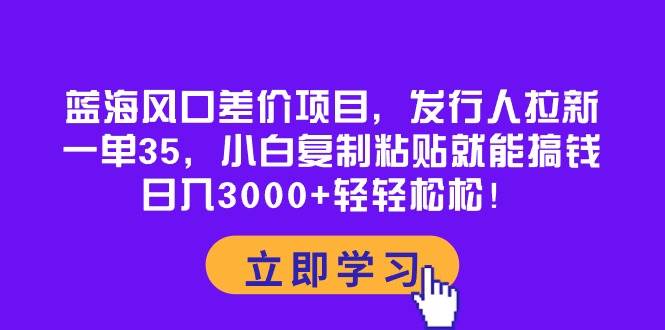 蓝海风口差价项目，发行人拉新，一单35，小白复制粘贴就能搞钱！日入3000+轻轻松松-展望网