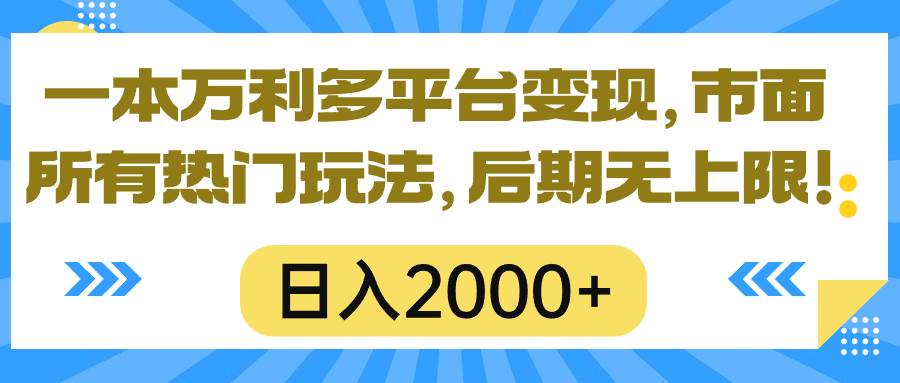 一本万利多平台变现，市面所有热门玩法，日入2000+，后期无上限！-展望网