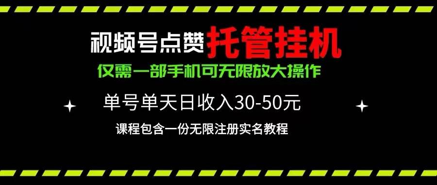 视频号点赞托管挂机，单号单天利润30~50，一部手机无限放大（附带无限...-展望网