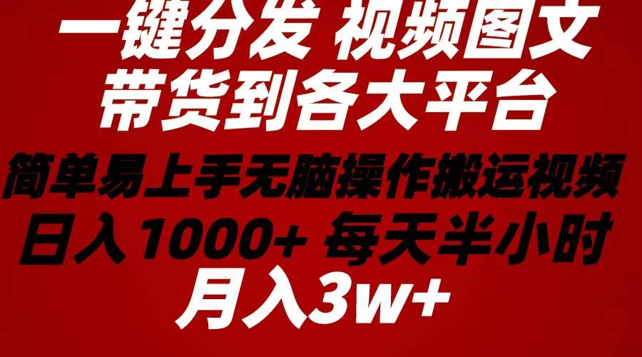 2024年 一键分发带货图文视频  简单易上手 无脑赚收益 每天半小时日入1...-展望网