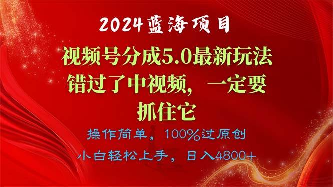 2024蓝海项目，视频号分成计划5.0最新玩法，错过了中视频，一定要抓住...-展望网