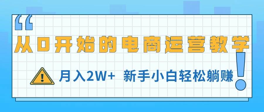 从0开始的电商运营教学，月入2W+，新手小白轻松躺赚-展望网